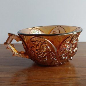 Vintage Carnival Glass Punch Cup Amber Color in Cherry Pattern